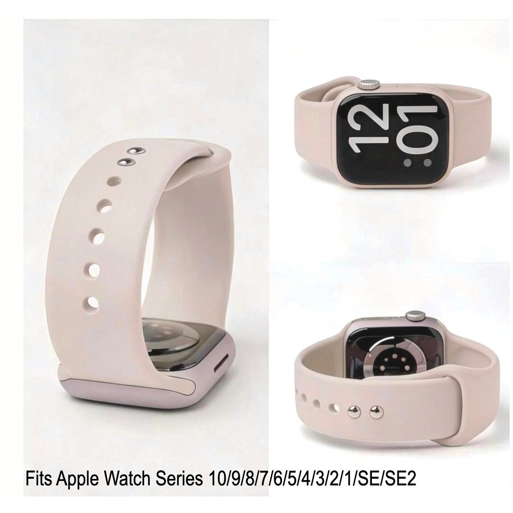Apple iWatch Compatible Series Sporty Beige Silicone Watch Band 38/40/41/42mm